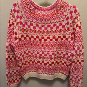 Marine Layer Vibrant Pink and Red Patterned Sweater